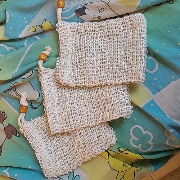 Nwot Exfoliating shower bath natural bar soap holder scrubber bag - Picture 1 of 2